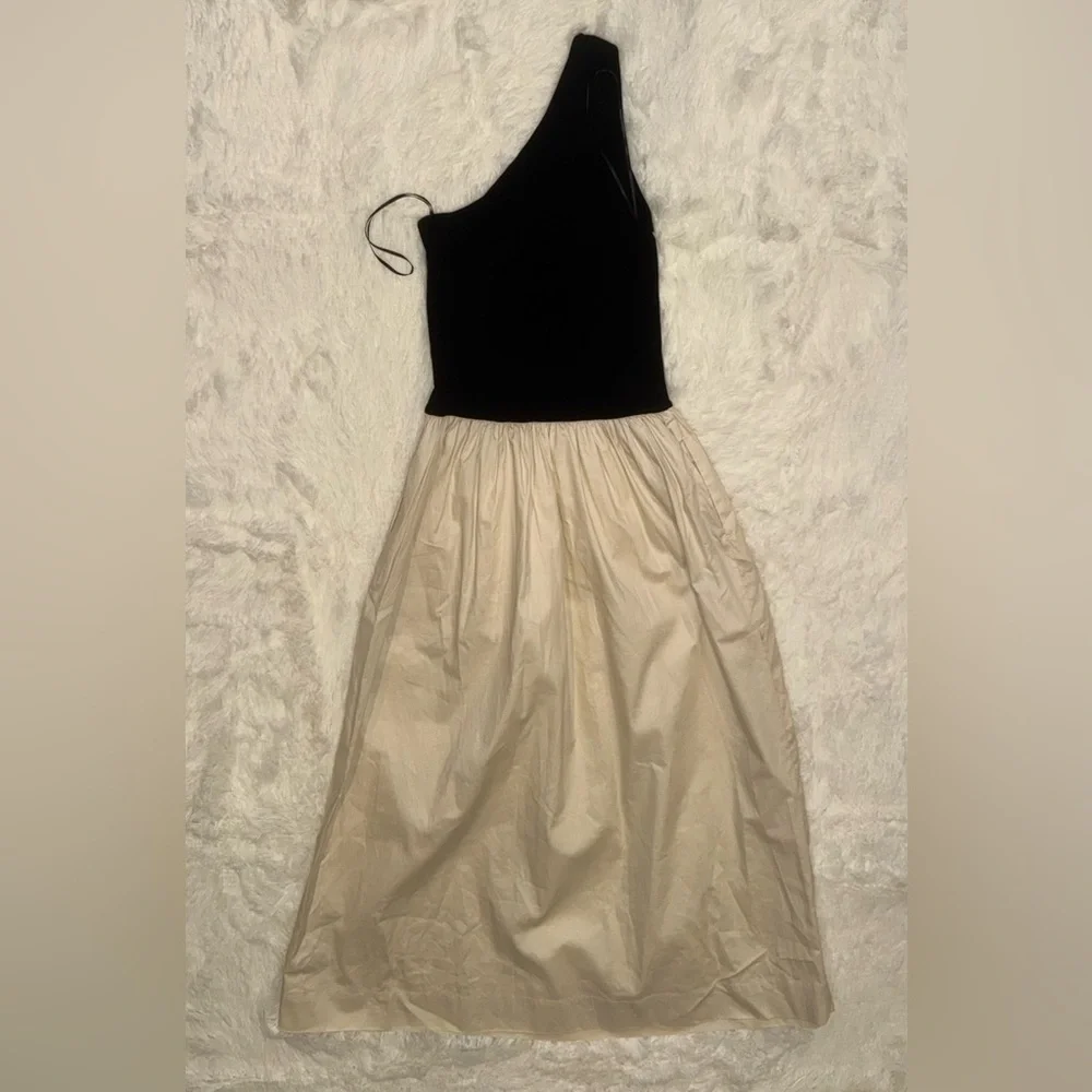 NEW Rails Anita One Shoulder Mix Media Black ivory Midi Dress sz S - Picture 4 of 7